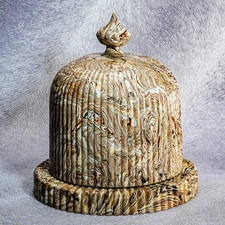 Rare Antique Victorian Copeland & Garrett Agateware English Pottery Cheese Dish