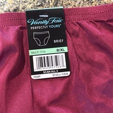 Vanity Fair Perfectly Yours Brief Panties 100 Nylon Maroon 8 XL Full Coverage