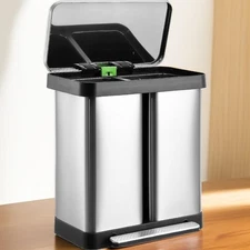GarveeTech 19 Gallon Dual Trash Can,36L+36L Stainless Steel