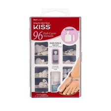 KISS 96 Full Cover Toenails Kit, Long Lasting Glue On Short 50543 96TN01