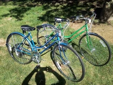 Schwinn Tandem Green and Blue Adult sized Bikes  