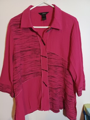 Ali Miles Top Womens PXL Pink 3/4 Sleeve Casual Button up Blouse