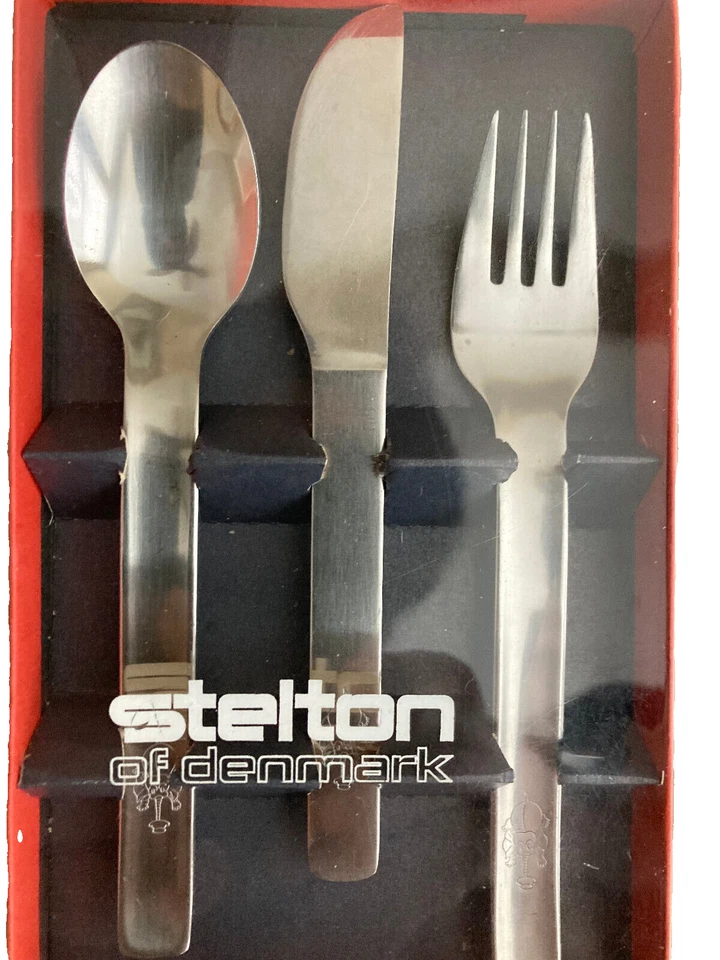Juego de cubiertos originales Stelton EM cuchara tenedor cuchillo acero satinado diseño minimalista Foto 3 de 4