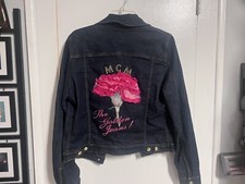 Vtg Mcm Michael Kromer Jean Denim Jacket Italy Golden Flower Sz 12 M