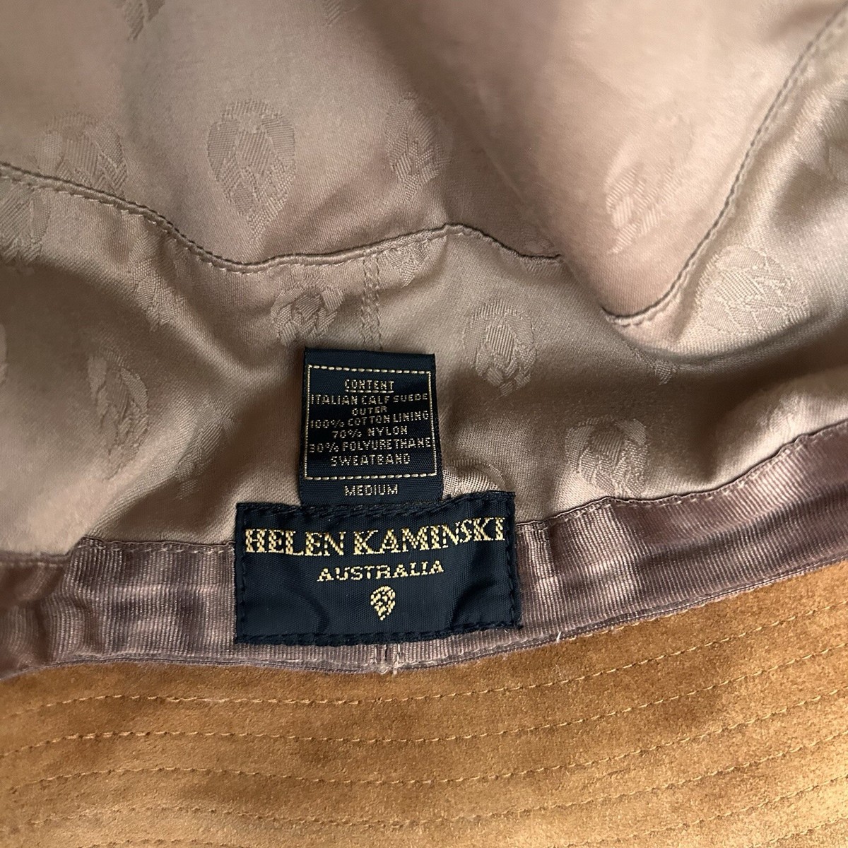 Helen Kaminski Australia Leather Calf Suede Beanie Hat Vintage Brown Medium Helen Kaminski Hat - Etsy main image 4