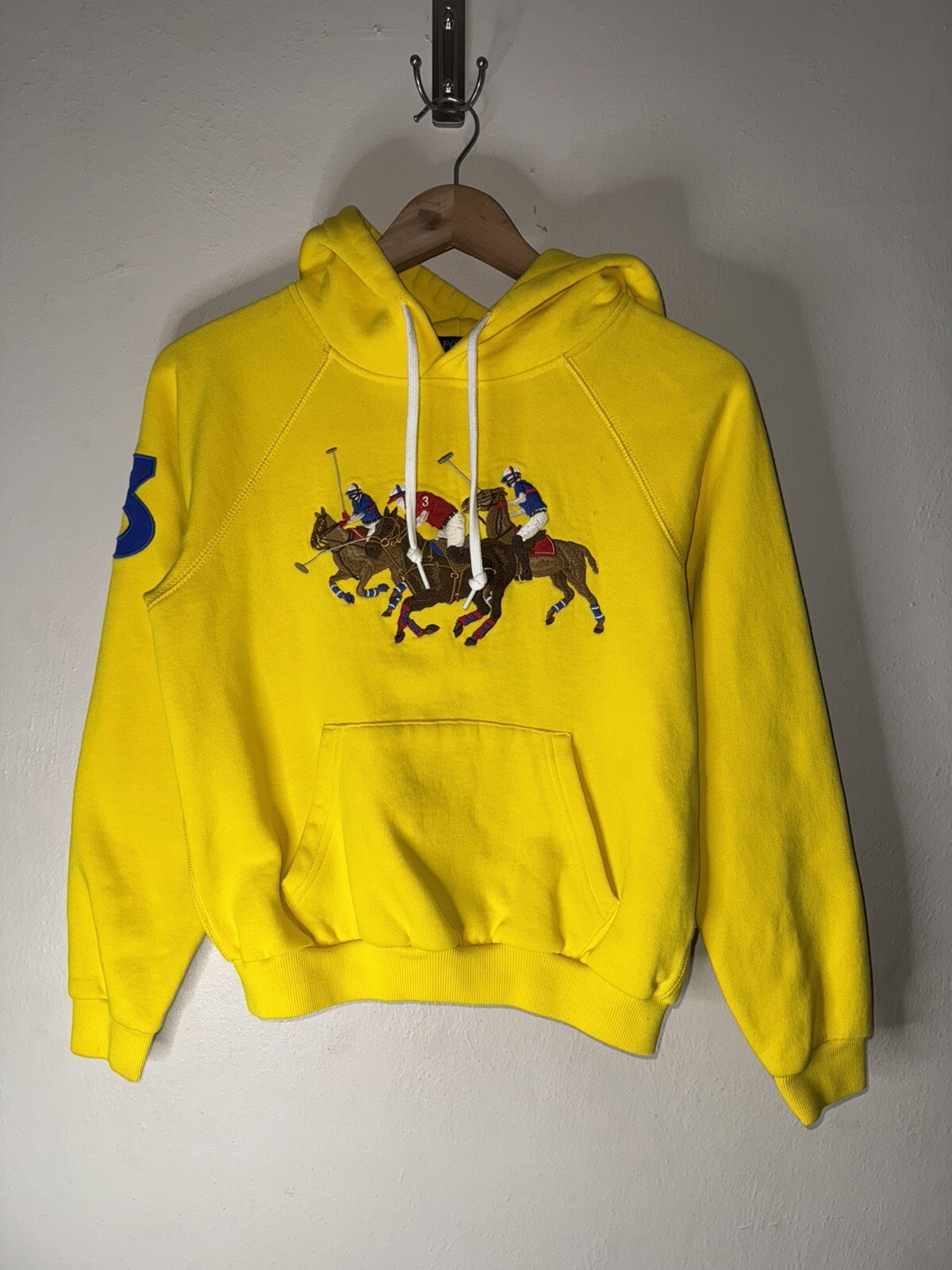 Polo Ralph Lauren Felpa con Cappuccio Ragazzo Taglia Small Big Pony Pullover Giallo 18 5x21