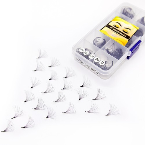 Mega 25D Lashes, 500 Premade Volume Fans, 0.03mm Thick. Eyelash extensions. - Picture 7 of 105