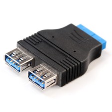 Motherboard USB3.0 20Pin to Dual 2 USB3.0 Type A Female Adapter Connector