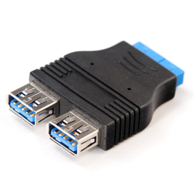 Motherboard USB3.0 20Pin to Dual 2 USB3.0 Type A Female Adapter Connector