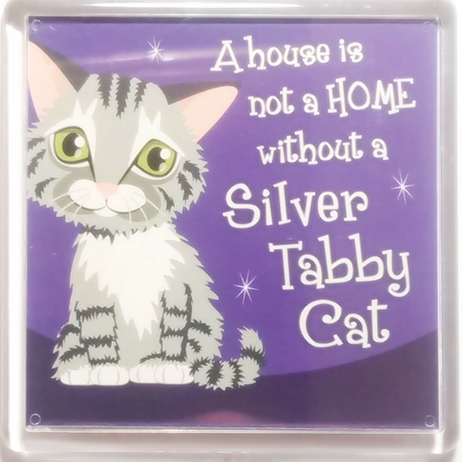 Wags & Whiskers Cat Magnet ""Silver Tabby (home)"" by Paper Island