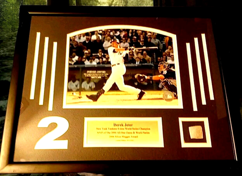 Derek Jeter gerahmtes Foto & Spielstück MVP 2000 All Star 2006 Silver Slugger Award - Bild 1 von 11