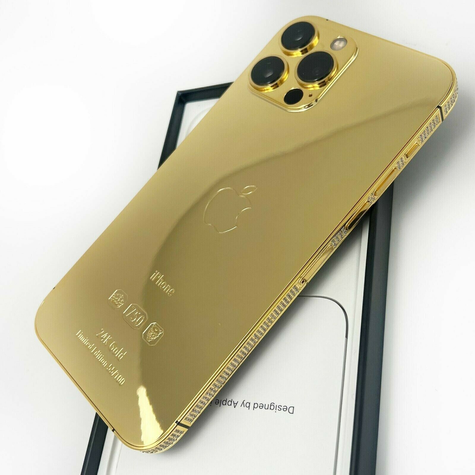 Custom iPhone 13 Pro Max 1 TB with Diamond Bezel and 24k Gold