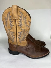 ariat western cowboy boots Men Size 40.5 US 8M Brown Leather  Pull Over Comfort
