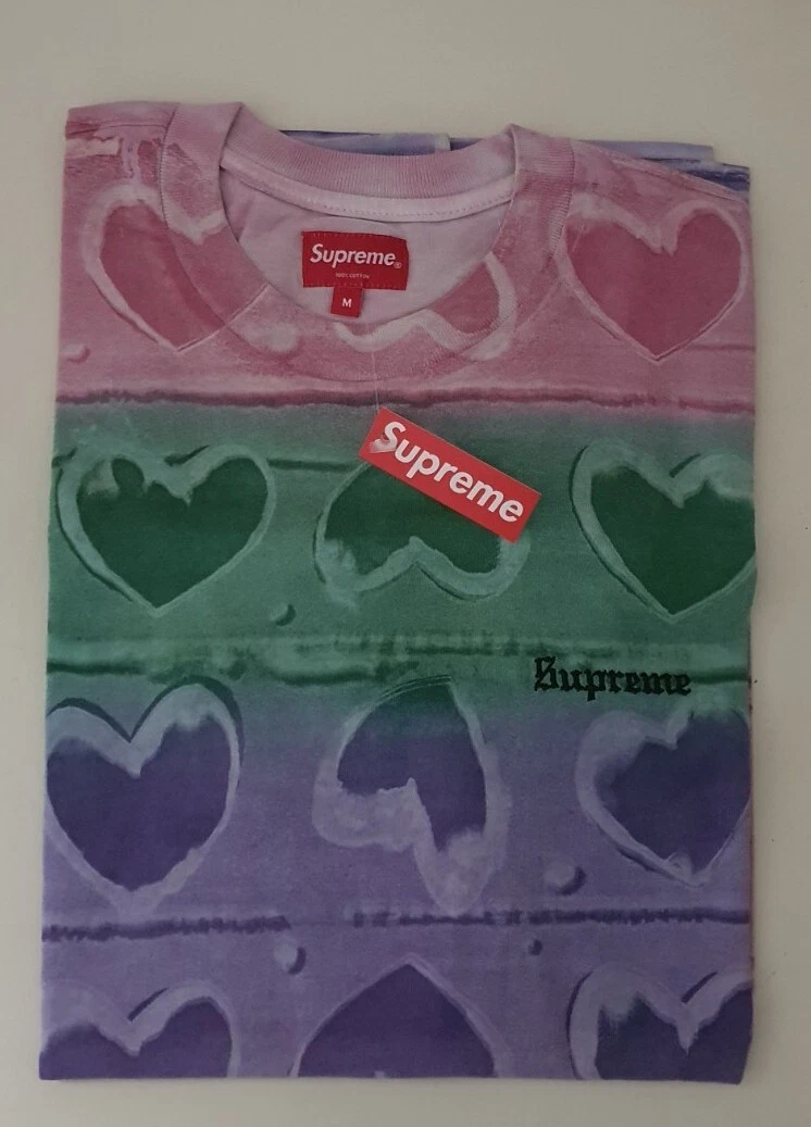 FW19 Supreme Hearts Dyed S/S Top tee taille M moyen t shirt rose neuf avec étiquette