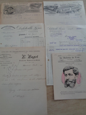6 Dokumente auf ARRAS - Rechnungen - alte Papiere - Archiv - kein Calais