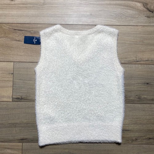 Abercrombie Kids Girls Fuzzy Argyle Sweater Vest Size 13/14 Cream And Blue - Picture 9 of 11