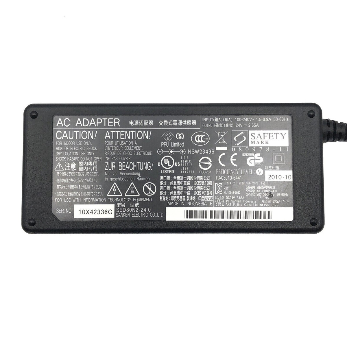 Fujitsu『FMVF59D3WK』 Genuine Fujitsu AC Power Adapter for Fujitsu FI-8170 Desktop