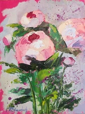 Original Oil Painting Roses Flowers Floral Hand Painted Impasto Art 9,5x7 in