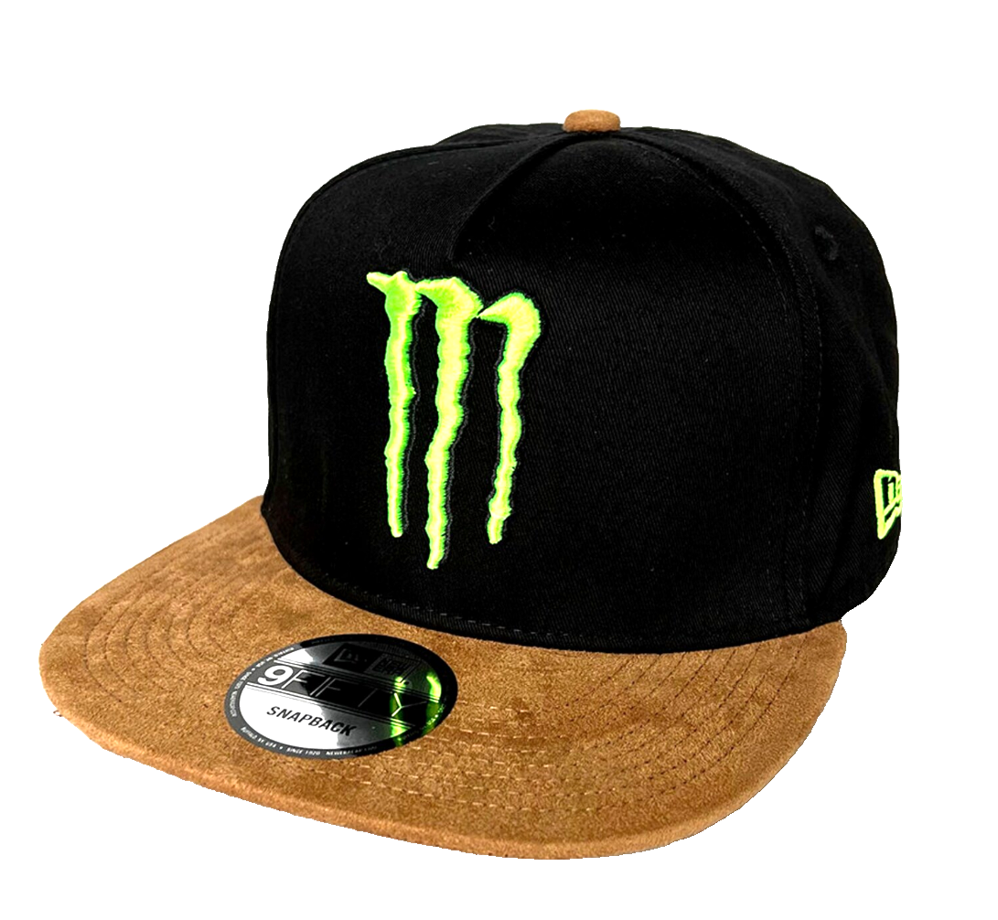 M Black and Tan Suede Flat Brim Cap. Racing/MotoGP/Motocross/BMX
