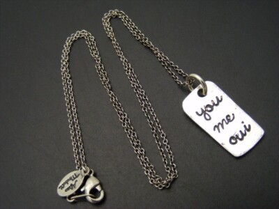 Alisa Michelle Designs *YOU ME OUI* Pendant Necklace Silvertone 18''