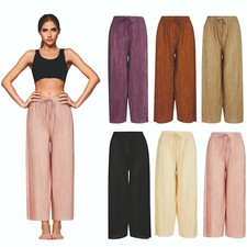Ladies Womens 3/4 Cropped Culottes Crops Trousers Pedal Shorts Elasticated NEW