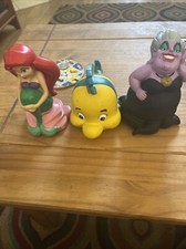 Disney 5.5  Little Mermaid Rubber Figure Bath Toy Lot Of 3 Ariel, Ursula, flndr