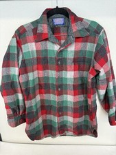 Vintage 70s Men  s Pendleton Red Flannel Plaid Board Shirt Size L Made In USA