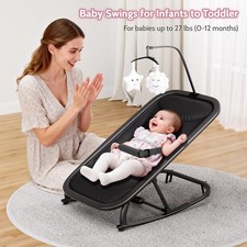 Baby Bouncer Folding Bouncer Seat Swing Chair for Babies 0-18 Months with Toy