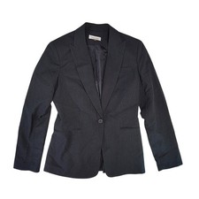 Calvin Klein Women's Black Pinstripe Blazer Suit Jacket Size 2