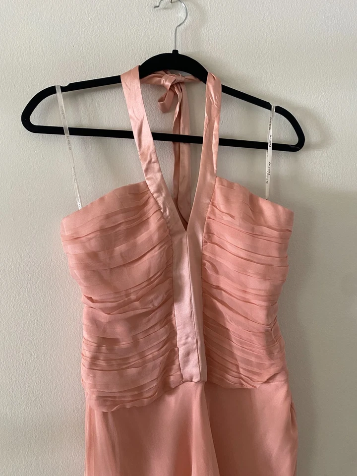 Mini Vestido Vintage Y2k Bebe 100% Seda Bebé Ballet Rosa Halter Hada Fiesta Baile de graduación 8 Foto 2 de 4