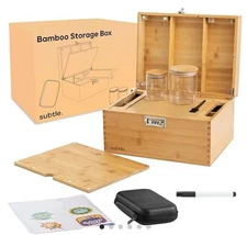 Subtle Ultimate Bamboo Storage Box Organizer Extra Large Airtight Stash Box