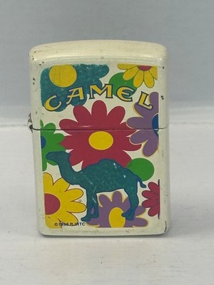 VINTAGE! 1996 RJRTC Joe Camel Zippo Lighter Flower Power White Matte Finish USA