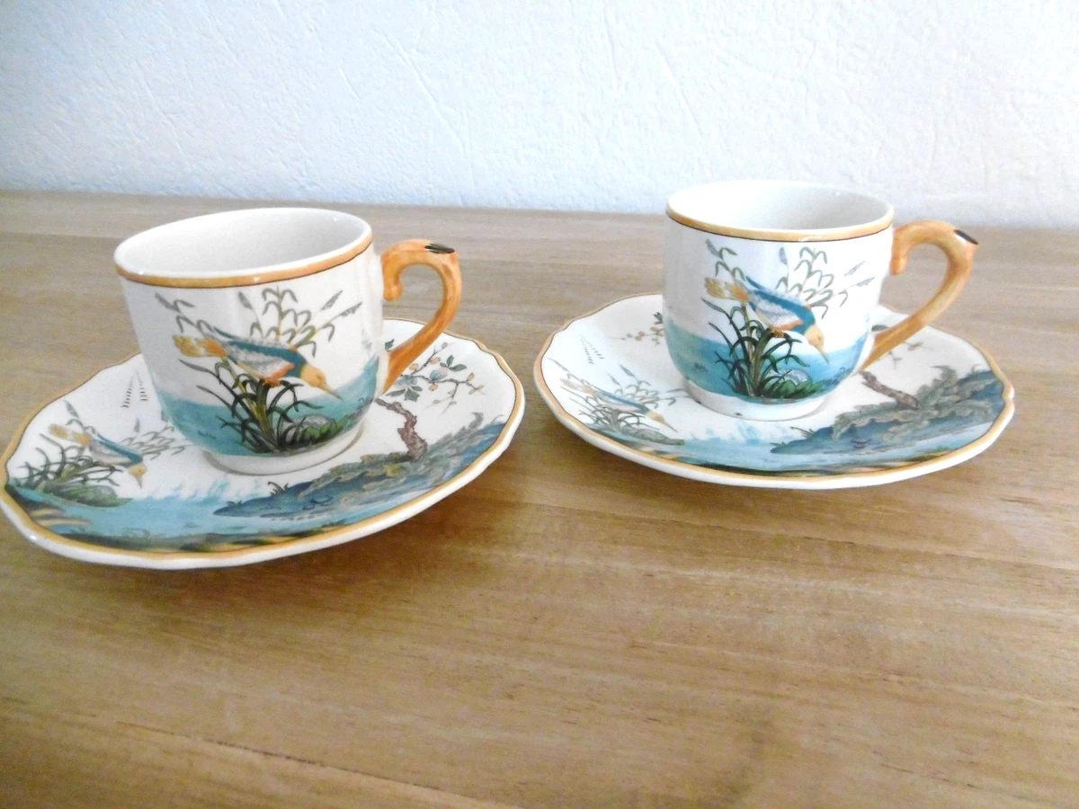 Tasse Et Sous-tasse Anciennes Gien – Porcelaine Bleue – Made In France – Vintage TBE