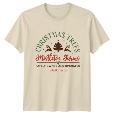 T-Shirt Weihnachtsbäume Mistel Bauernhöfe Familie Bauernhaus Weihnachtsgeschenk für Ihn