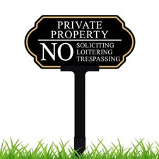 No Soliciting Sign for Front Door 14x7 inches, 1-Pack Black Fiberglass pole
