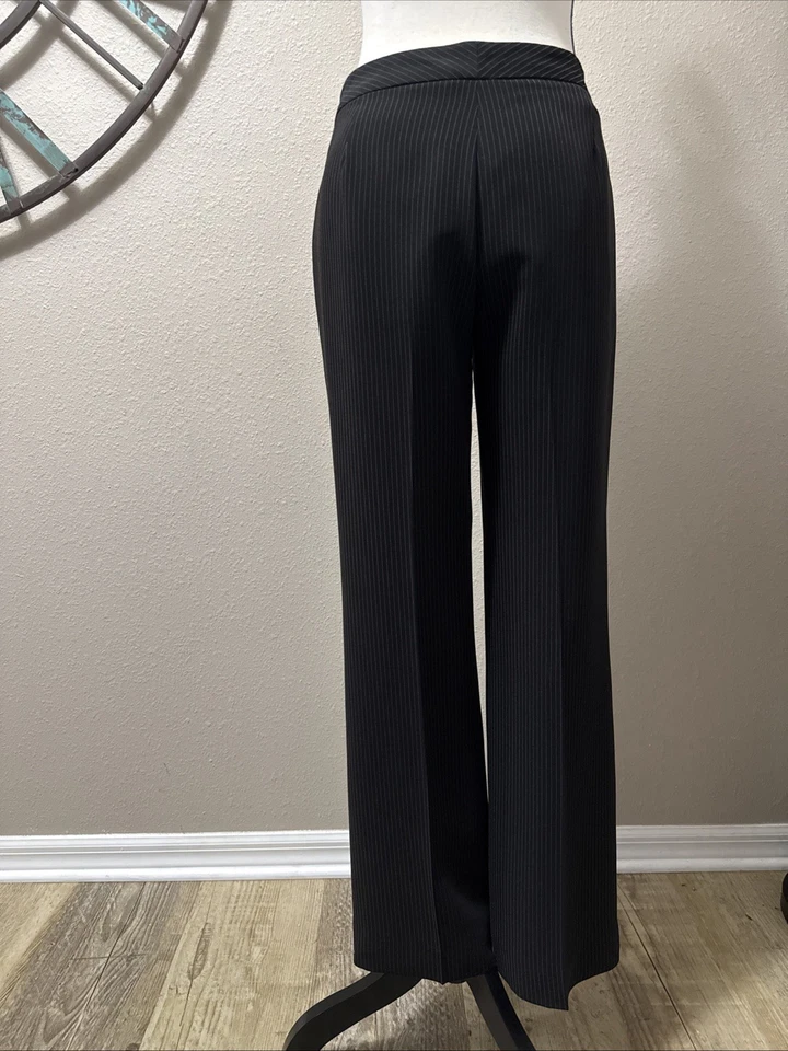 Pantalones de vestir Tahari Arthur S Levine negros con rayas blancas talla 6P Foto 2 de 4