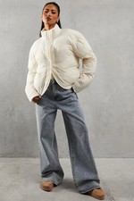 Misspap Cream Puffer Jacket Womens Casual Jackets & Coats