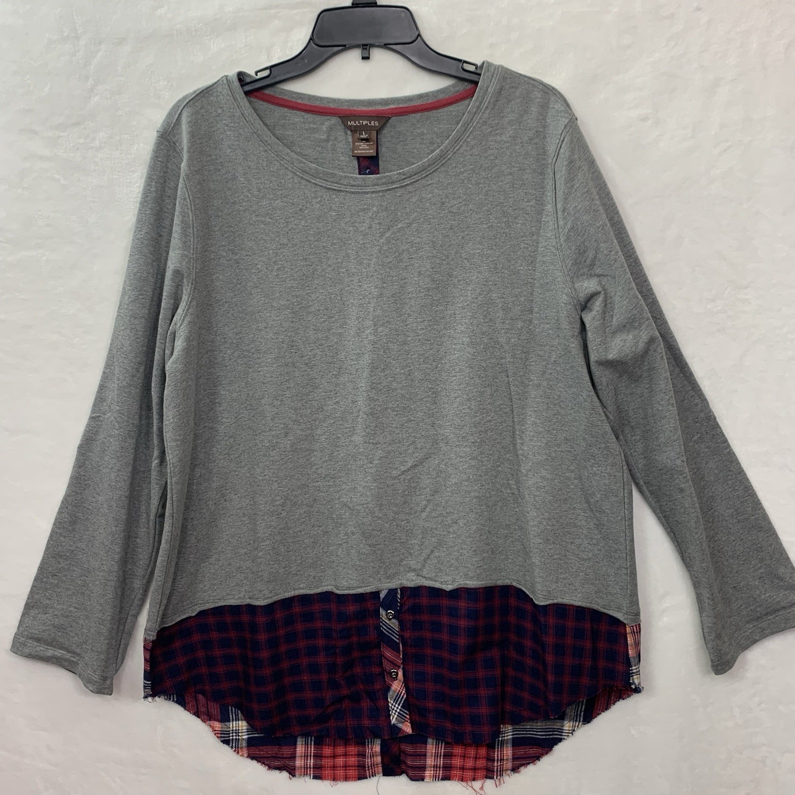 Multiples Woman's Size Large Gray Button Back Top… - image 2