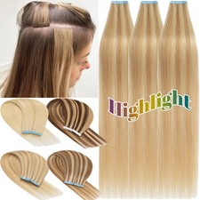 Tape In Skin Weft Russian Remy Human Hair Extensions 100g/150g/200g Full Head