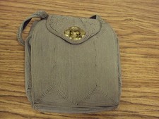 1940s Vintage Genuine Corde Purse Corded Handbag Dark Brown with Gold Decoration