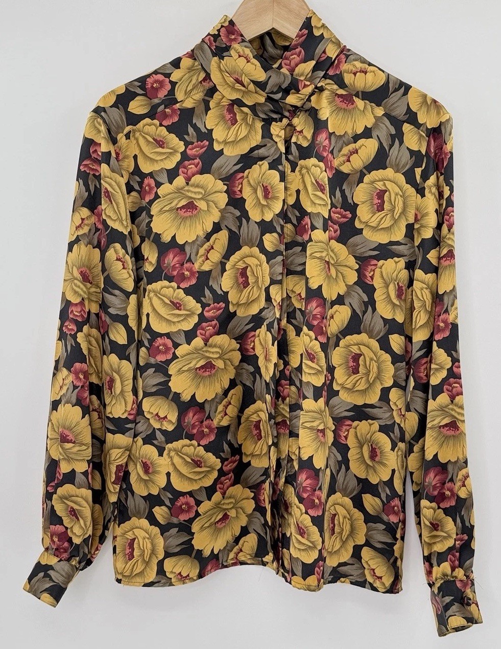 Notation Women’s Fall Floral Button Neck Satin Bl… - image 1