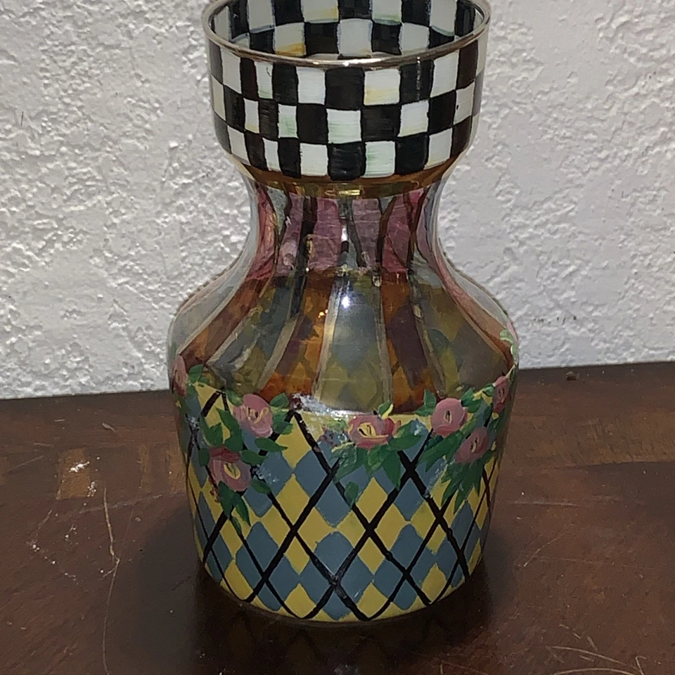 Vintage Mackenzie Childs Circus Carafe Decanter Vase 6" Tall - Image 2 of 4