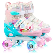 Kids Roller Skates for Girls Kids with Light Up Wheels, Adjustable 4 Sizes 1...