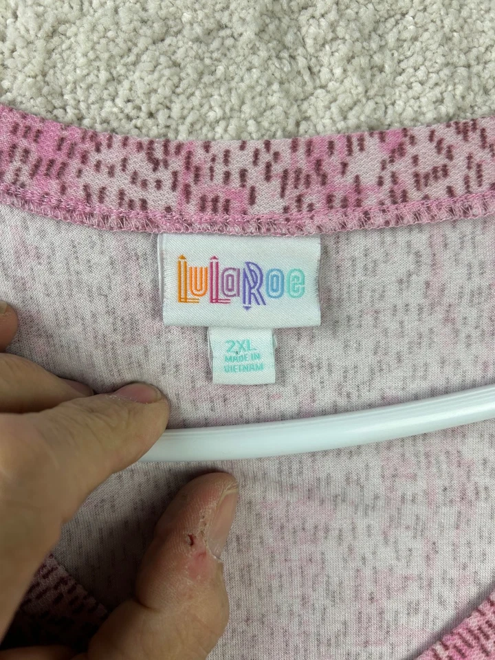Top para mujer LuLaRoe 2XL rosa estampado cuello en V manga Dolman Foto 3 de 4
