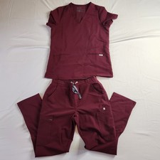 FIGS Technical Collection Scrub Set Womens S Small Casma Top Yola Bottom Red