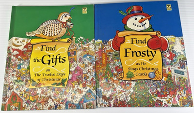 Look & Find Christmas Books Lot Frosty Twelve Days Gifts Kids Hardcover