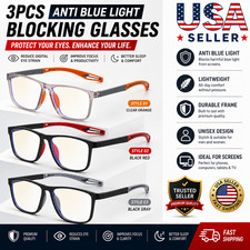 3 PK Stylish Reading Glasses Anti blue Light Reader Lightweight Sport Eyeglasses