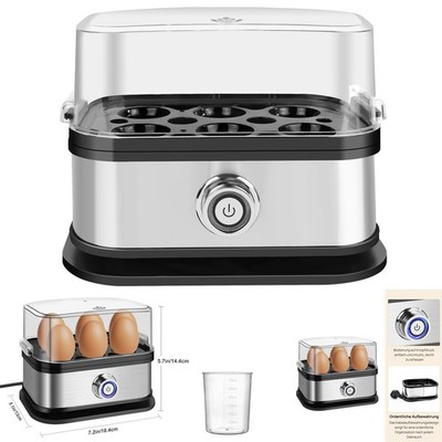 Eierkocher mit Härtegradeinstellung (6 Eier), inox, Kompakt Mini Egg Cooker NEU