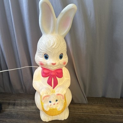 1995 Vintage EMPIRE Blow Mold 22'' Easter Bunny Rabbit with Bunny Basket Light Up
