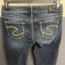 Silver Jeans Womens 28X31 Aiko Mid Boot Dark Wash THICK STITCH